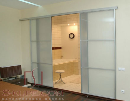 Раздвижная перегородка матовое стекло